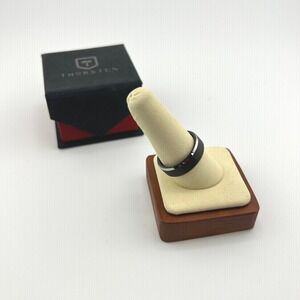 Thorsten Tungsten Carbide Ring Black Silver Band‎ Mens Wedding Band Size 10